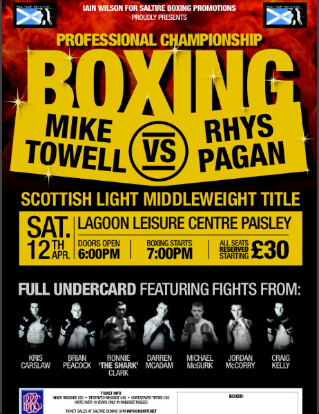 Rhys Pagan vs Mike Towell - Scottish Light Middleweight title this Saturday