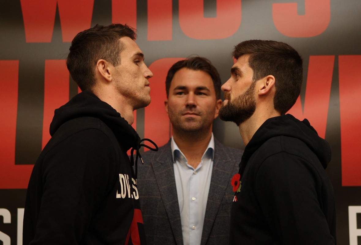 WHO'S FOOLING WHO PRESS CONFERENCE ROYAL LIVER BUILDING,LIVERPOOL PIC;BRADLEY ORMESHER CALLUM SMITH AND ROCKY FIELDING COME FACE TO FACE BEFORE THEY CLASH FOR THE BRITISH SUPER-MIDDLEWEIGHT TITLE ON EDDIE HEARNS MATCHROOM PROMOTION AT THE ECHO ARENA ON SATURDAY(NOV 7TH)