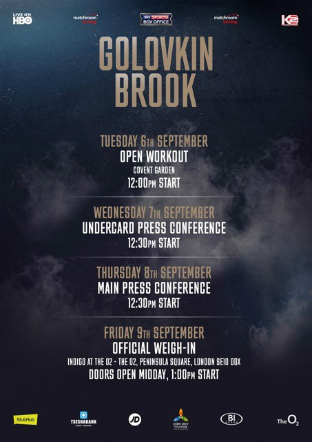 Golovkin Brook Fight Week Schedule