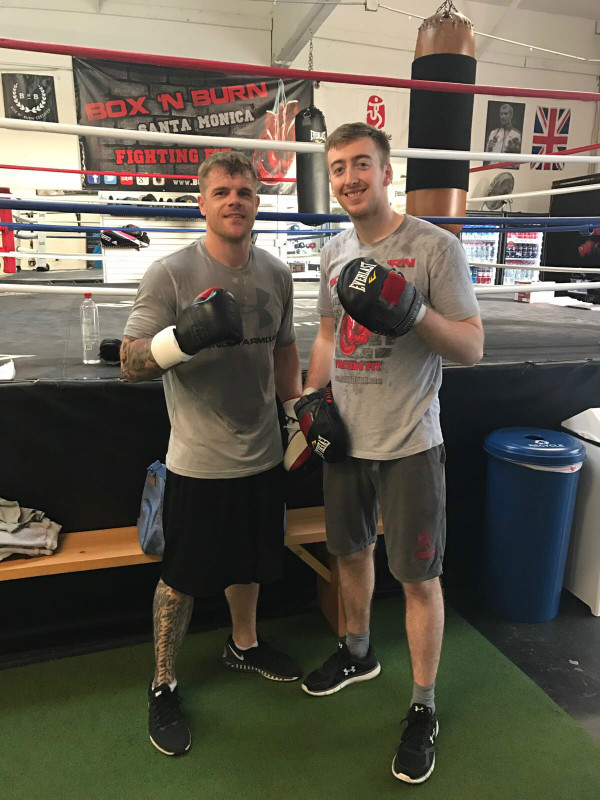 Henry Jones with professional light heavyweight Commonwealth champion boxer Callum Johnson